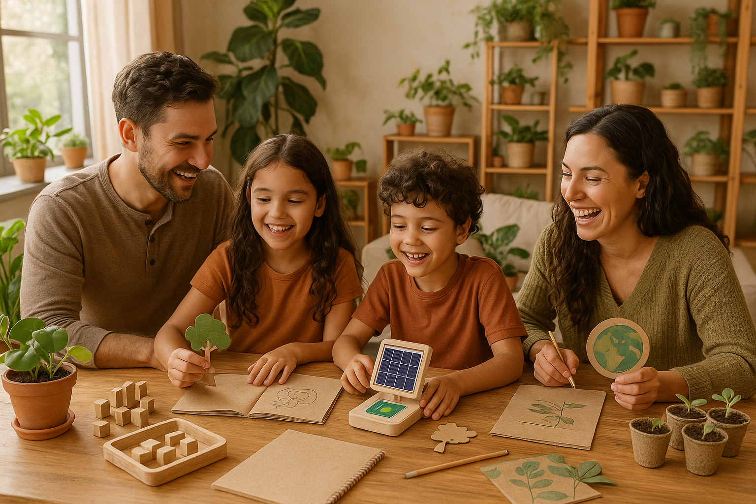 happy family sustainable playing homeschool